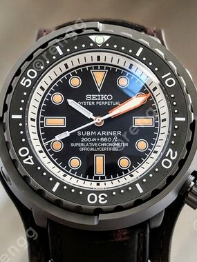 Titanium Seiko Automatic Tuna Canned Black 47mm Dive Mod Watch Sapphire ARCoated